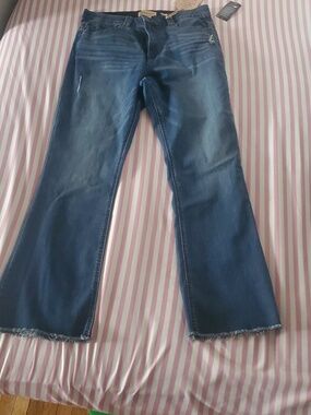 New With Tags Democracy Distressed Blue Straight-Leg Jeans, Size 16